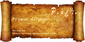 Primus Ágnes névjegykártya